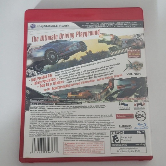 Burnout Paradise (PlayStation 3, PS3, 2008) Greatest Hits Complete CIB - Tested - Picture 2 of 4